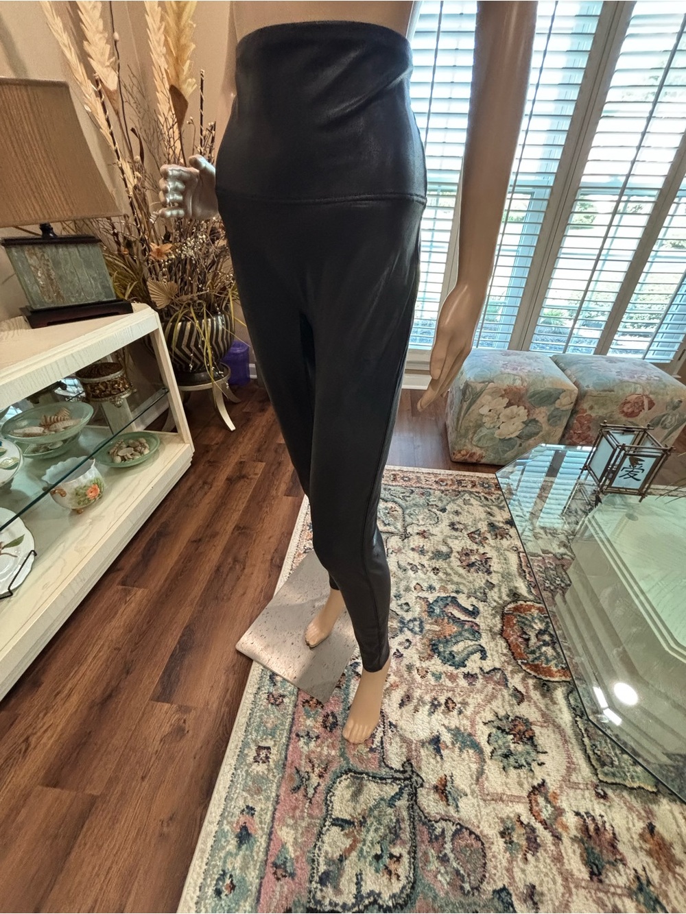 SPANX High-Waist Faux Leather Leggings - Black